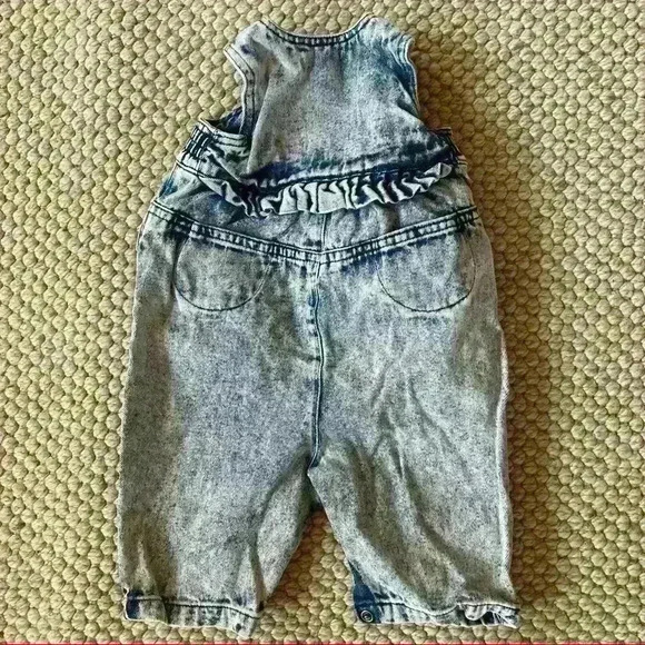 Vintage 80s Ruffle Little Ones Acid Wash Jumpsuit - Picture 6 of 12
